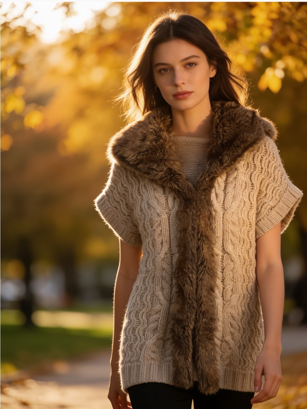 Apt. 9 Women's Cream and Brown Knit Cardigan 30% wool